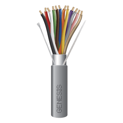 Cable de Cobre para Alarmas / 12 Conductores Calibre 22 AWG / Riser CMR CL3R FPLR / 305 m (1000 ft) / Interior / Gris