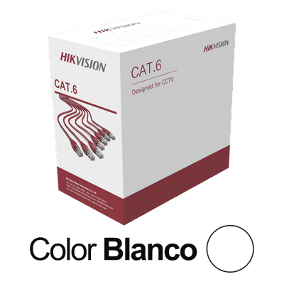 Bobina de Cable UTP / Cat 6 / 24 AWG / 305 m (1000 pies) / CCA / PVC CM / Interior / 250 MHz / PoE / Blanco