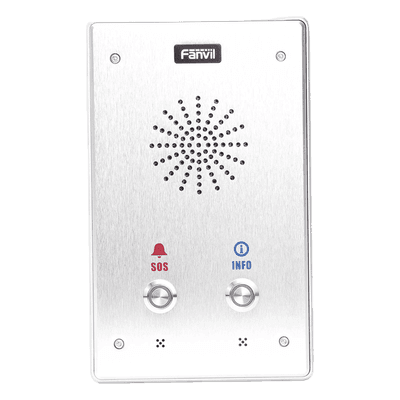 Intercomunicador IP, 2 líneas SIP, 2 relevadores con 2 botónes para llamada, anti-vandálico, IP65 e IK10, PoE