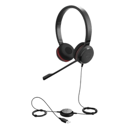 Jabra Evolve 30 Duo con conexión USB / 3.5mm, micrófono con cancelación de ruido y controlador en el cable con botones e indicadores LED (5399-829-309)