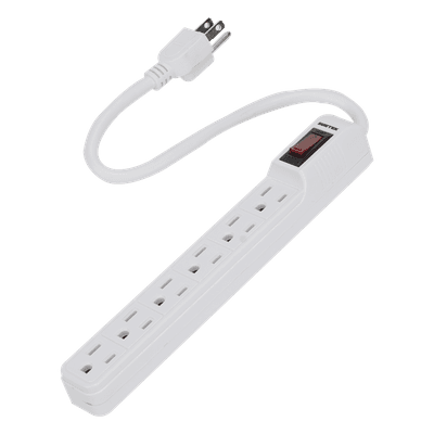 Multicontacto con cable 30 cm. 6 tomas 127 Vca línea, tierra, neutro 15 A max.