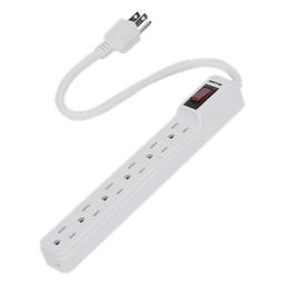 Multicontacto con cable 30 cm. 6 tomas 127 Vca línea, tierra, neutro 15 A max.
