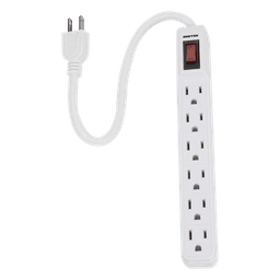 Multicontacto con cable 30 cm. 6 tomas 127 Vca línea, tierra, neutro 15 A max.
