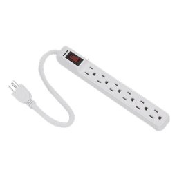 Multicontacto con cable 30 cm. 6 tomas 127 Vca línea, tierra, neutro 15 A max.