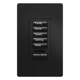 Teclado de pared para RadioRA 2 con 5 botones programables y par de botones subir/bajar, retroiluminado y grabable, para control de iluminación y cortinas, color Midnight