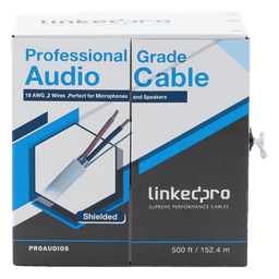 Cable de Audio Profesional / Calibre 18 / 2 Conductores / Cobre Blindado / 152 m (500 pies)
