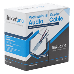 Cable de Audio Profesional / Calibre 18 / 2 Conductores / Cobre Blindado / 152 m (500 pies)