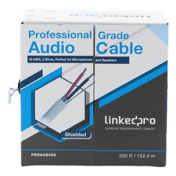 Cable de Audio Profesional / Calibre 18 / 2 Conductores / Cobre Blindado / 152 m (500 pies)