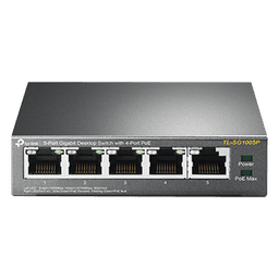 Switch de Escritorio / 5 Puertos Gigabit / 4 Puertos PoE 802.3af/at 65W / PoE Extendido 250m (820 pies) / Sin Ventilador
