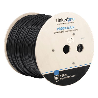 Cable FTP Cat6+ / 23 AWG / 305 m (1000 pies) / Con mensajero de acero / Exterior UV / PoE