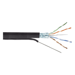 Cable FTP Cat6+ / 23 AWG / 305 m (1000 pies) / Con mensajero de acero / Exterior UV / PoE