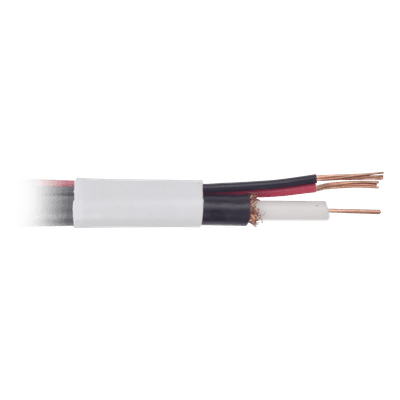 Bobina de cable coaxial RG59 de 150 m con 95% de cobre y 2 conductores calibre 18 para alimentación, para Aplicaciones de CCTV Color Blanco