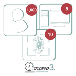 [BAJO PEDIDO] Licencia de 3 años para software Acceso3 TITANIUM / 1000 Empleados / 10 reloj / 10 PC 