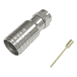 Conector F Macho / Plegable / 75 Ohm / Para Cable RG-11 / Rango -20°C a 80°C / Cuerpo Bronce-Niquelado