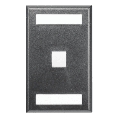 Placa de Pared Vertical, Salida Para 1 Puerto Keystone, Con Espacios Para Etiquetas, Color Negro