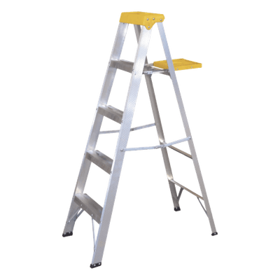 Escalera de Aluminio Tipo Tijera, 5 Peldaños de 1.83 metros.