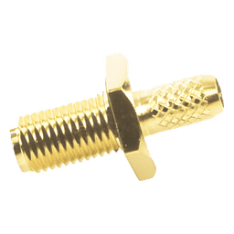 Conector SMA Hembra Inverso de Chasis en D Plano, Anillo Plegable para Cable RG-142/U, Oro/ Oro/ Teflón.