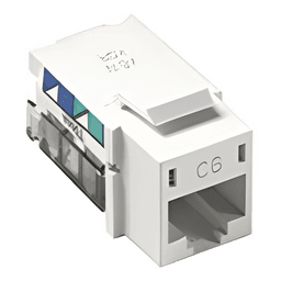 Jack RJ45 categoría 6 de 8 conductores para voz y datos, inserto a presión para el frame Claro de 6 puertos, color blanco