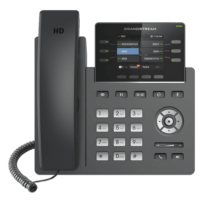 Teléfono IP Grado Operador, 3 líneas SIP con 6 cuentas, puertos Gigabit,PoE,  pantalla a color 2.4", codec Opus, IPV4/IPV6 con gestión en la nube GDMS