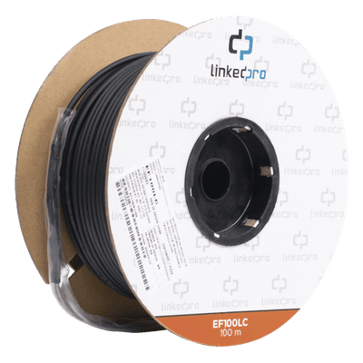 Carrete de Fibra Óptica Monomodo con Conectores LC-LC Duplex, Reforzada con Kevlar, de 100 Metros (328.08 Pies), Para Instalaciones Subterráneas por Tubería