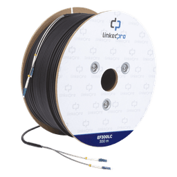Carrete de Fibra Óptica Monomodo con Conectores LC-LC Duplex, Reforzada con Kevlar, de 300 Metros (984.25 Pies), Para Instalaciones Subterráneas por Tubería