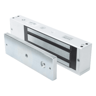Chapa Magnética Electromagnética / 1200 lbs (544.3 kg) / Doble Voltaje 12/24 VCC / Sensor de Placa / LED Indicador / Interior