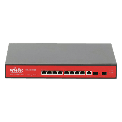 Switch Administrable Capa 2 de 8 puertos 10/100/1000 PoE af/at + 2 x SFP Gigabit, con respaldo para energía solar