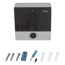 Mini video Intercomunicador para hotelería y hospitales, con diseño elegante, PoE, cámara 1Mpx, 1 botón, 1 relevador integrado de salida y entrada.