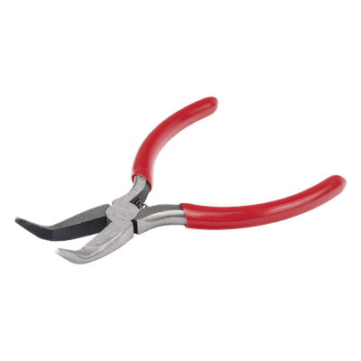 Pinza punta Curveada de 5” con Mango Forrado Plástico.