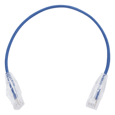 Cable de Parcheo Slim UTP Cat6 - 30 cm (11.81 Pulgadas) Azul Diámetro Reducido (28 AWG)