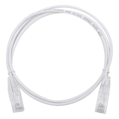 Cable de Parcheo Slim UTP Cat6 - 1 Metro (3.28 Pies), Blanco, Diámetro Reducido (28 AWG)