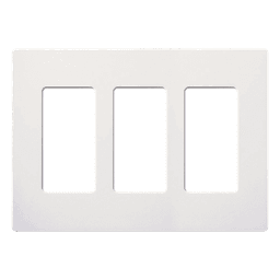 Placa de pared de 3 espacios sin tornillos visibles en acabado Snow satinado, compatible con atenuadores e interruptores Lutron Maestro, Diva, Claro y controles Pico
