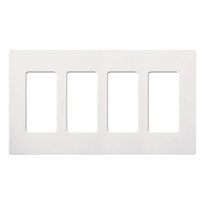 Placa de pared de 4 espacios sin tornillos, acabado satinado color Snow, para atenuadores e interruptores Maestro, Diva, Skylark y controles Pico