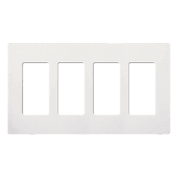 Placa de pared de 4 espacios sin tornillos, acabado satinado color Snow, para atenuadores e interruptores Maestro, Diva, Skylark y controles Pico