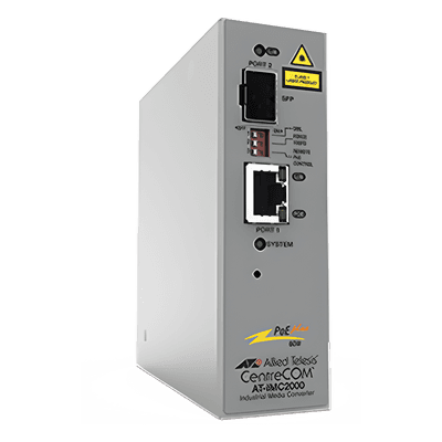 Convertidor de medios industrial PoE+ de 10/100/1000 RJ45 Gigabit - 100X/1000X SFP