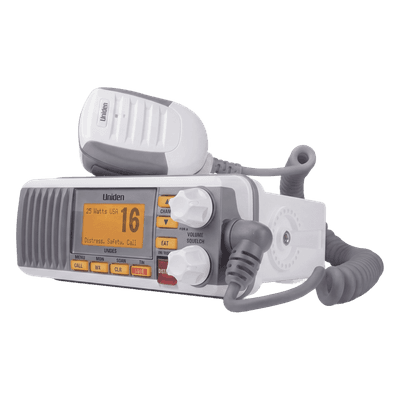 Radio Móvil Marino VHF / 25W / IPX4 / DSC Clase D con GPS / Pantalla LCD / Blanco
