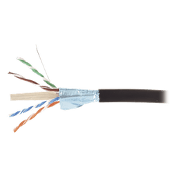 Bobina de Cable Blindado F/UTP de 4 Pares, Para Exterior con Gel, Cat6A (23 AWG), Industrial para Climas Extremos, Enterrado Directo, Color Negro, 305 Metros (1000 Pies)