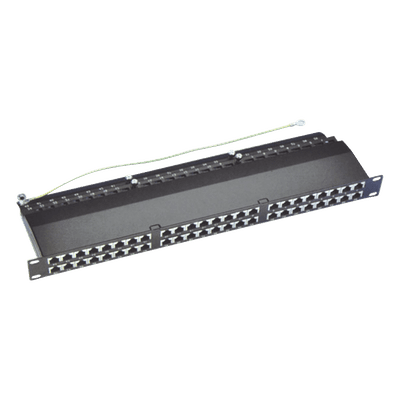 Panel de Parcheo Precargado / 48 Puertos / Cat6A Blindado / 1U Rack / T568A-B