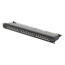 Panel de Parcheo / 24 Puertos / Cat6A Blindado / 1U Rack / T568A/B / 0 a 70°C