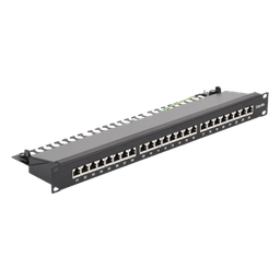 Panel de Parcheo / 24 Puertos / Cat6A Blindado / 1U Rack / T568A/B / 0 a 70°C