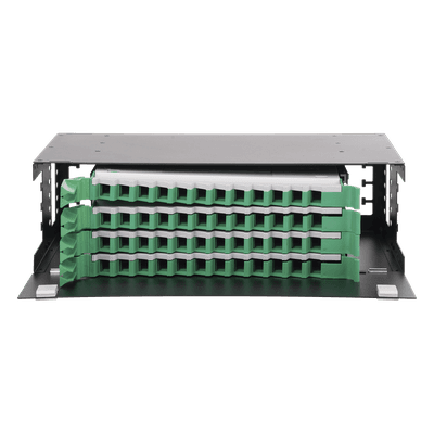 Distribuidor de Fibra Óptica con Bandejas Deslizables, Vacío, 19 Pulgadas (48.26 cm), Acepta 48 Adaptadores LC Duplex o LC Simplex o 48 SC Simplex, 3U