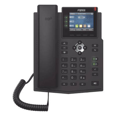 Teléfono IP / 6 Líneas SIP / Pantalla LCD a Color 2.8" / Audio HD G.722 y Opus / Conferencia 3 Vías / Puertos Gigabit / PoE 802.3af / OpenVPN / IPv6