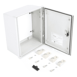 Gabinete de Poliéster / IP65 / 250 x 300 x 140 mm / Carga 30 kg / Placa Trasera Incluida / Cerradura con Llave