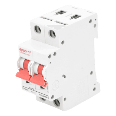 Protección Térmica/ Interruptor 2P, 16A,  Corriente Directa  800 Vcc para Aplicación Fotovoltaica Montaje Riel DIN