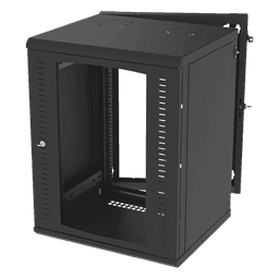 Gabinete Abatible de Pared (Con Marco Trasero) con Rack 19" de 16 Unidades. Ventana de Cristal Templado.