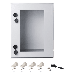 Gabinete de Poliéster IP65 / Puerta Transparente / 400 x 500 x 200 mm / Carga 30 kg / Placa Trasera Incluida / Uso en Intemperie