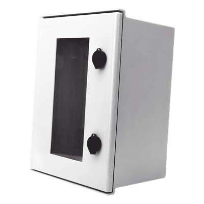 Gabinete de Poliéster IP65 / Puerta Transparente / 300 x 400 x 200 mm / Placa Trasera Incluida / Carga Máxima 30 kg