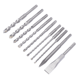 Juego de Brocas y Cincéles SDS PLUS / 10 Piezas / 3/16'' a 9/16'' / 6-1/4'' (158 mm) Largo Estándar