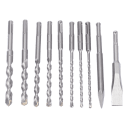 Juego de Brocas y Cincéles SDS PLUS / 10 Piezas / 3/16'' a 9/16'' / 6-1/4'' (158 mm) Largo Estándar