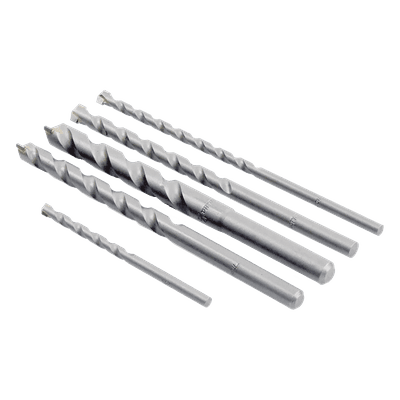 Juego de 5 Pzas. de Broca para Concreto, Zanco Recto (3/16", 1/4", 5/16", 3/8" y 1/2").